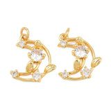 Moon pendant – Zirconia - Long-lasting gold plating(15.5x12.5mm) - Uniq Perler - 