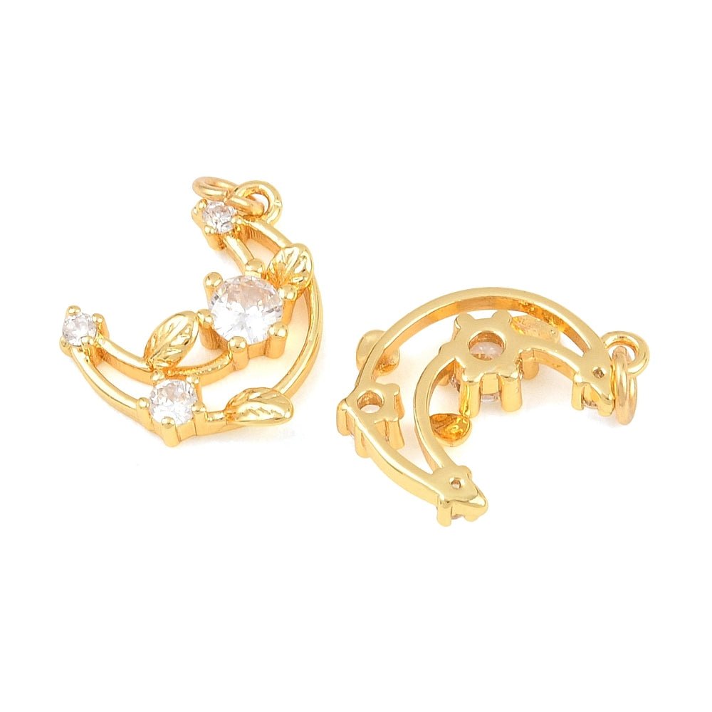 Moon pendant – Zirconia - Long-lasting gold plating(15.5x12.5mm) - Uniq Perler - 