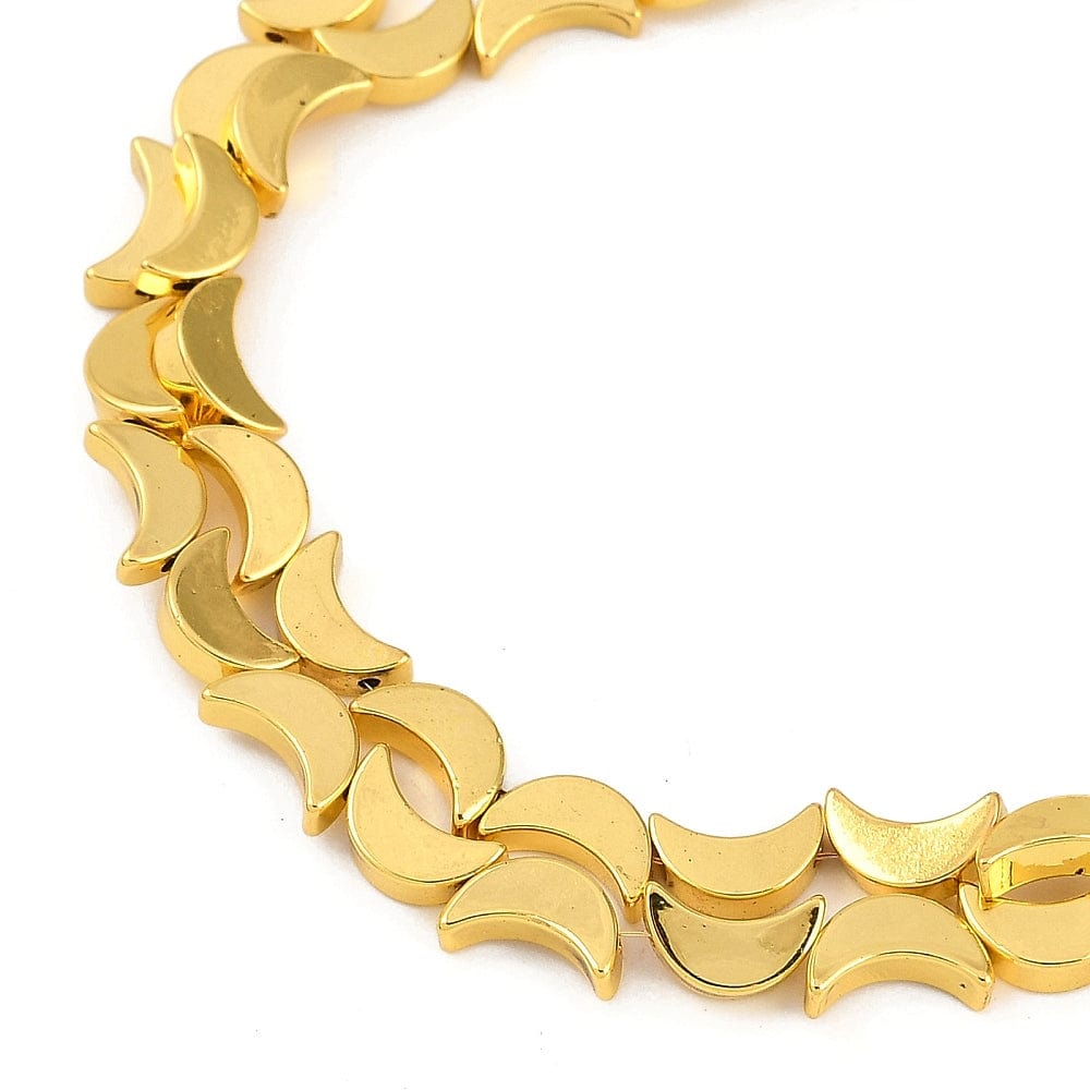 Måneformet Hæmatit – Forgyldt (8,5x5mm) - Uniq Perler - 113915