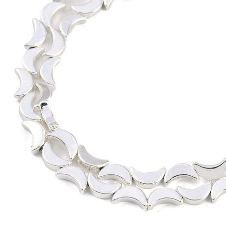 Måneformet Hæmatit – Forsølvet (8,5x5mm) - Uniq Perler - 113914