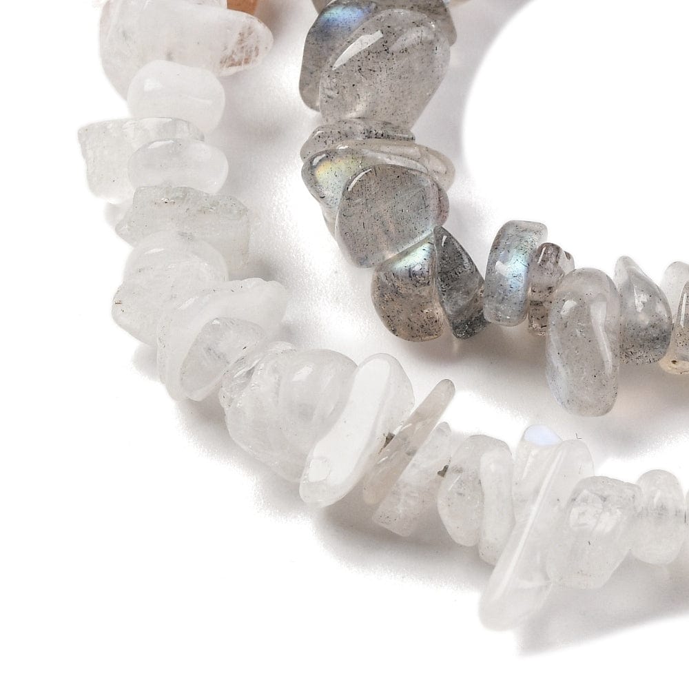 Månesten Og Labradorit Mix, Chips Perler, (4 - 17mm) - Uniq Perler - 500843