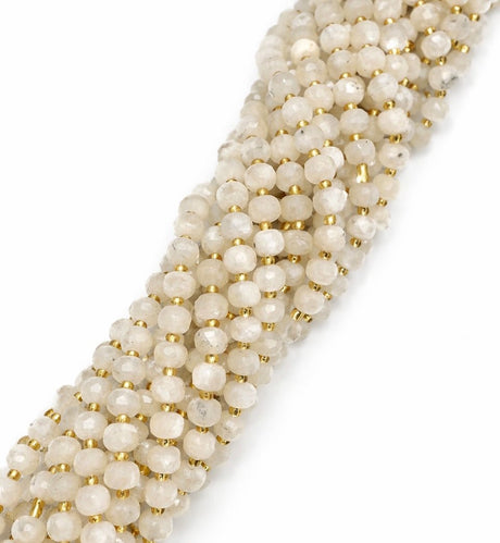 Månesten Perler – Facetteret Rondel (6x8mm) - Uniq Perler - 118158