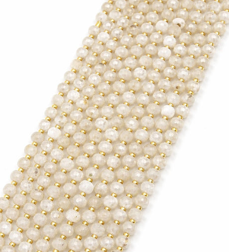 Månesten Perler – Facetteret Rondel (6x8mm) - Uniq Perler - 118158