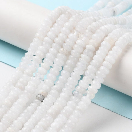 Månesten – Rondel, Hvid (4x2mm) - Uniq Perler - 111692