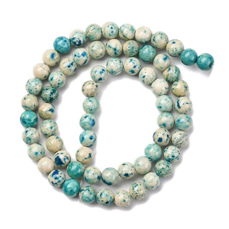 Marmor Perlestreng – Farvet, Mørk Turkis, Runde Perler (6.5mm) - Uniq Perler - 