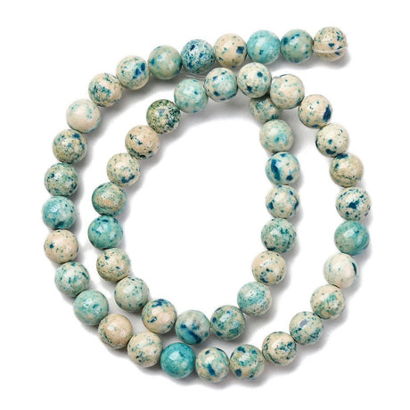 Marmor Perlestreng – Farvet, Mørk Turkis, Runde Perler (8.5mm) - Uniq Perler - 