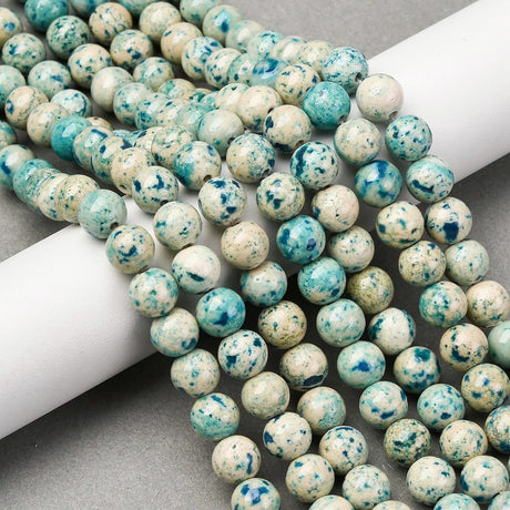 Marmor Perlestreng – Farvet, Mørk Turkis, Runde Perler (8.5mm) - Uniq Perler - 