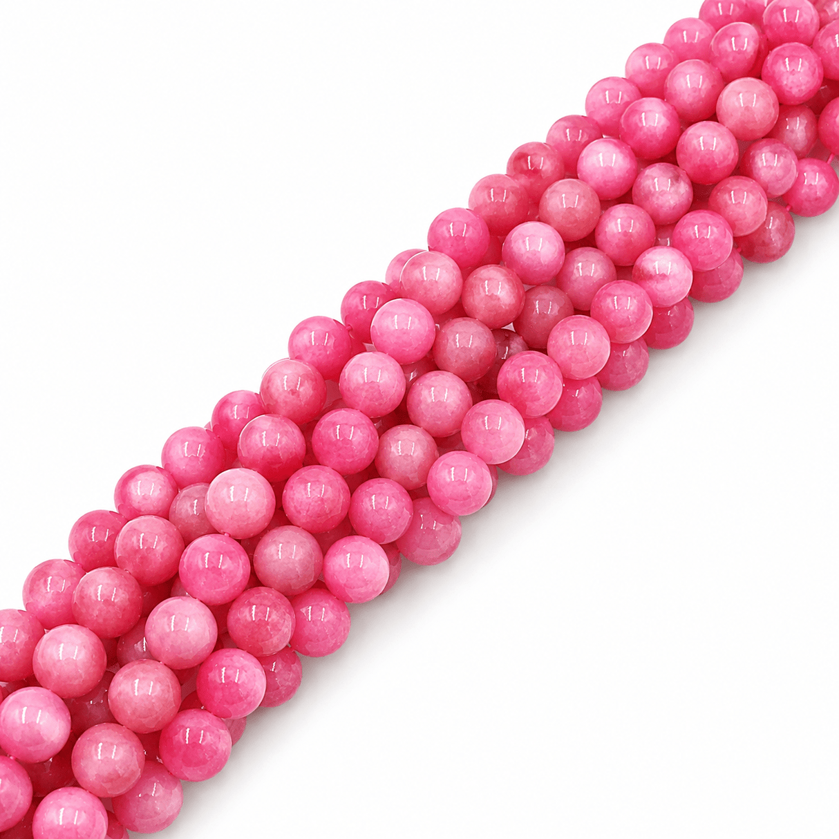 Mashan Jade Perler – Fuchsia, Rund (8mm) - Uniq Perler - 124764