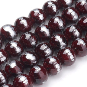 Mashan Jade Perler – Kokosbrun Med Børstet Sølvfarve, Runde (10mm) - Uniq Perler - 125999