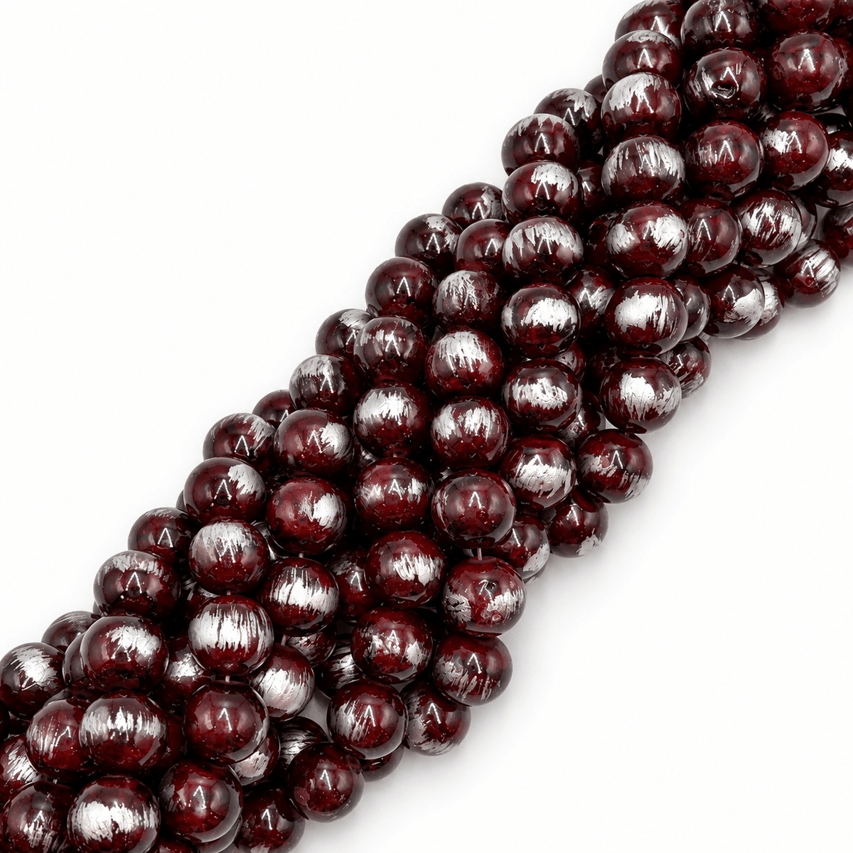Mashan Jade Perler – Kokosbrun Med Børstet Sølvfarve, Runde (10mm) - Uniq Perler - 125999