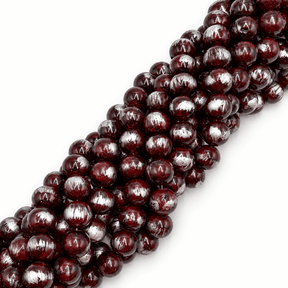 Mashan Jade Perler – Kokosbrun Med Børstet Sølvfarve, Runde (10mm) - Uniq Perler - 125999