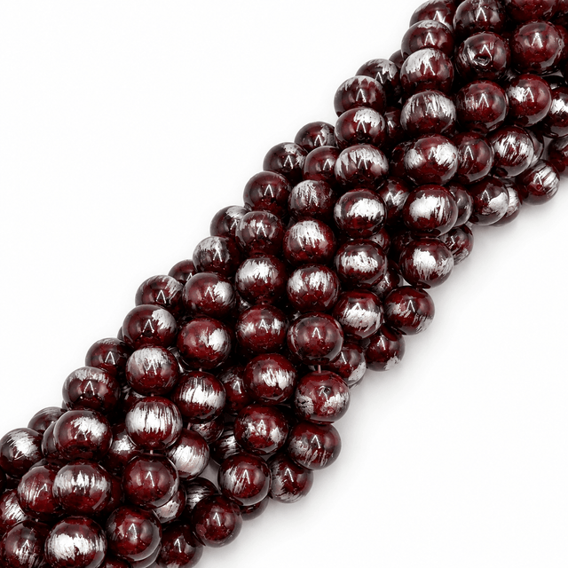 Mashan Jade Perler – Kokosbrun Med Børstet Sølvfarve, Runde (10mm) - Uniq Perler - 125999