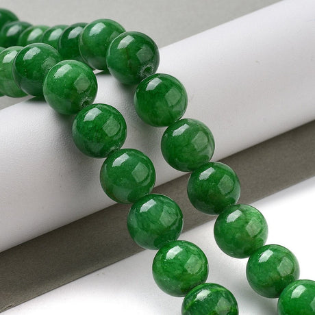 Mashan Jade Perler – Mørk Grøn, Runde (10mm) - Uniq Perler - 