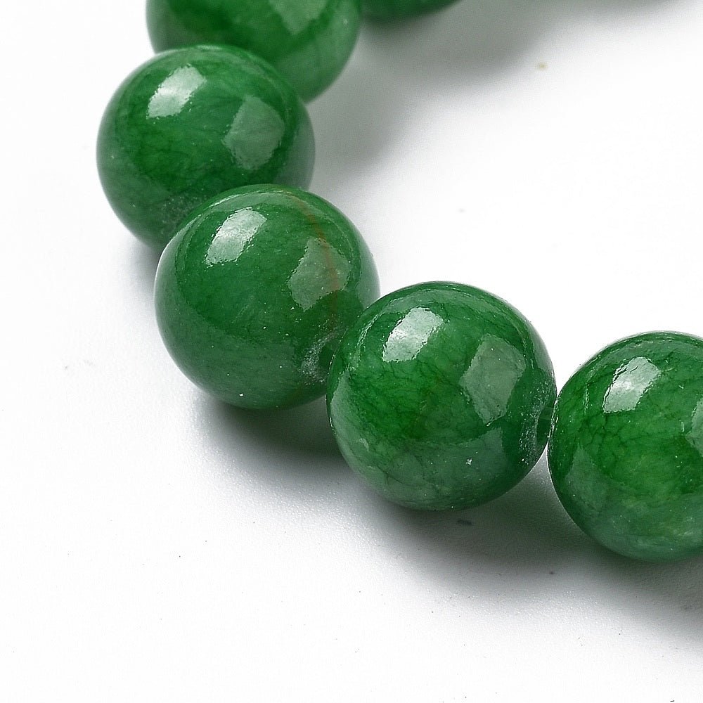 Mashan Jade Perler – Mørk Grøn, Runde (10mm) - Uniq Perler - 