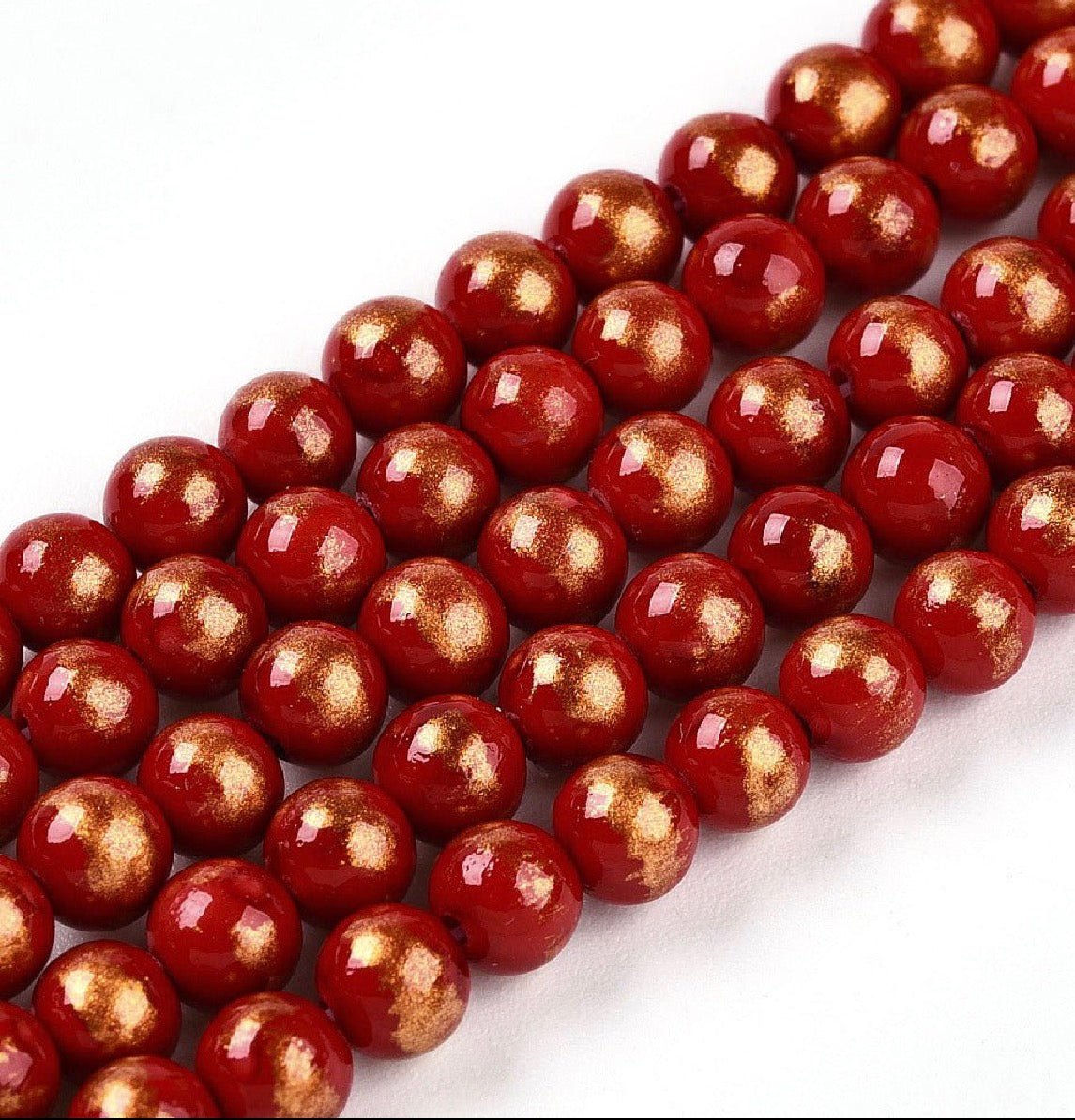 Mashan Jade Perler – Rød, Runde (4~5mm) - Uniq Perler - 125946