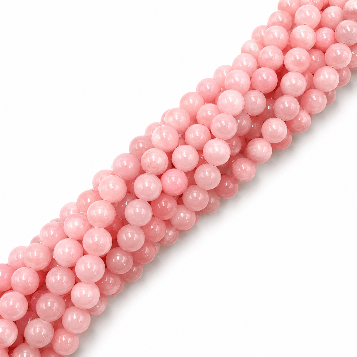 Mashan Jade Perler – Rosa, Rund (8mm) - Uniq Perler - 125059