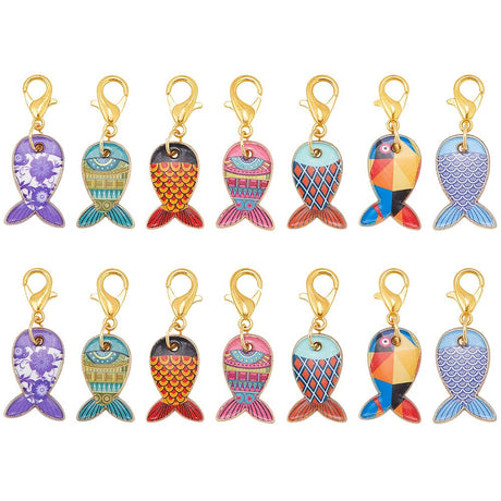 Maskemarkører – Fisk Emalje Mix (32mm, 14 stk.) - Uniq Perler - 122116