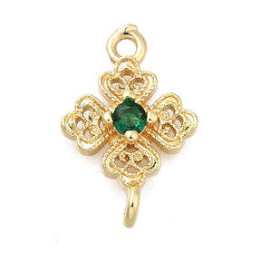Zwischenglied – Grüner Zirkonia, 14K Vergoldet (15x10mm) - Uniq Perler - 115032