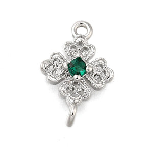 Zwischenelement – Grüner Zirkonia, platinfarben (15x10mm) - Uniq Perler - 114750