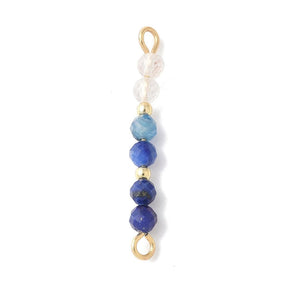 Intermediate Link With Blue Natural Stone - Gold-plated Steel (26.5mm) 2 pcs. - Uniq Perler - 115041