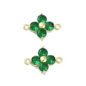 Zwischenteil mit grünem Zirkonia – 18K langlebig Vergoldet (13,5x10mm) 2 Stk. - Uniq Perler - 115278
