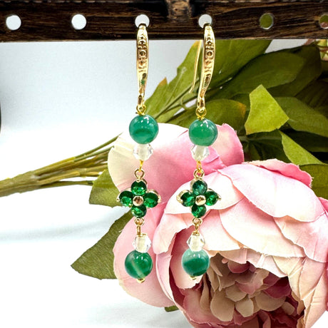 Mellemled Med Grøn Zirkonia – 18K Langtidsholdbar Forgyldt (13,5x10mm) 2 stk. - Uniq Perler - 115278