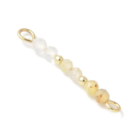 Mellemled Med Gul Natursten - Forgyldt Stål (26,5mm), 2 stk. - Uniq Perler - 115040