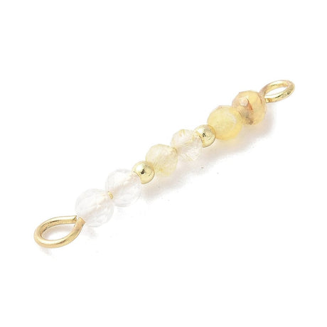 Mellemled Med Gul Natursten - Forgyldt Stål (26,5mm), 2 stk. - Uniq Perler - 115040