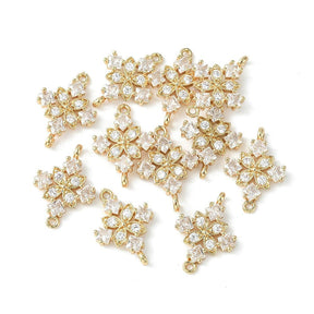 Intermediate Link With Clear Zirconia Stones, Jewelry Link, Gold-plated, (20x14mm) - Uniq Perler - 113494