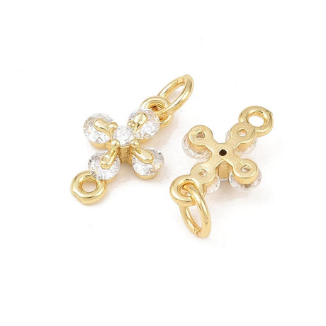 Mellemled Med Kubiske Zirkonia – 18K Langtidsholdbar Forgyldt Messing (13x8,5x4mm) - Uniq Perler - 119072