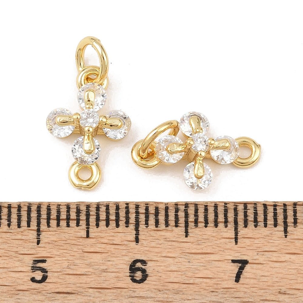 Mellemled Med Kubiske Zirkonia – 18K Langtidsholdbar Forgyldt Messing (13x8,5x4mm) - Uniq Perler - 119072