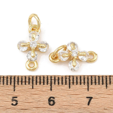 Mellemled Med Kubiske Zirkonia – 18K Langtidsholdbar Forgyldt Messing (13x8,5x4mm) - Uniq Perler - 119072
