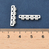 Zwischenglied mit kubischen Zirkonia – Blume, Versilbert Messing (19,5x5x3,5 mm) 2 Stück