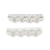 Zwischenglied mit kubischen Zirkonia – Blume, Versilbert Messing (19,5x5x3,5 mm) 2 Stück