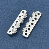 Zwischenglied mit kubischen Zirkonia – Blume, Versilbert Messing (19,5x5x3,5 mm) 2 Stück
