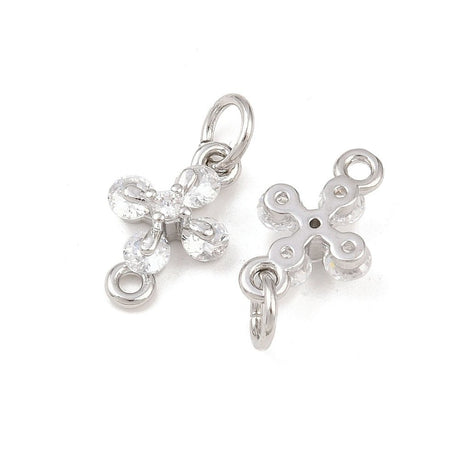Mellemled Med Kubiske Zirkonia – Langtidsholdbar Platinbelagt Messing (13x8,5x4mm) - Uniq Perler - 119070