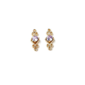 Zwischenteil mit helllila Zirkonia-Steinen, 18K Vergoldet, (16x6mm, 2 Stk.) - Uniq Perler - 112295