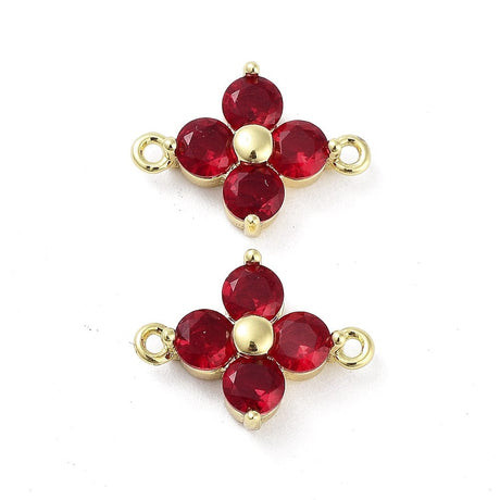 Mellemled Med Rød Zirkonia – 18K Langtidsholdbar Forgyldt (13,5x10mm) 2 stk. - Uniq Perler - 115277