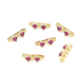 Mellemled Med Zirkonia – 18K Forgyldt Messing, 3 Huller (10x3,5x3,5mm) 2 stk. - Uniq Perler - 123054