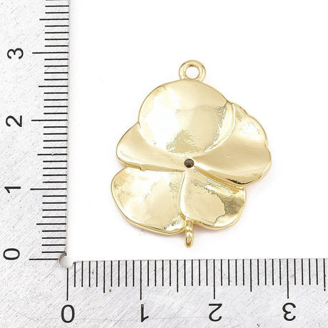 Mellemled Med Zirkonia – Blomst, 18K Langtidsholdbar Forgyldt Messing (20x27x3mm) - Uniq Perler - 123056
