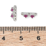 Mellemled Med Zirkonia – Platinbelagt Messing, 3 Huller (10x3,5x3,5mm) 2 stk. - Uniq Perler - 122601