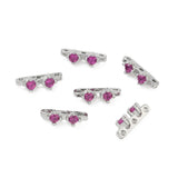 Mellemled Med Zirkonia – Platinbelagt Messing, 3 Huller (10x3,5x3,5mm) 2 stk. - Uniq Perler - 122601