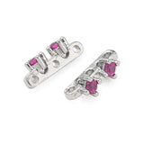 Mellemled Med Zirkonia – Platinbelagt Messing, 3 Huller (10x3,5x3,5mm) 2 stk. - Uniq Perler - 122601