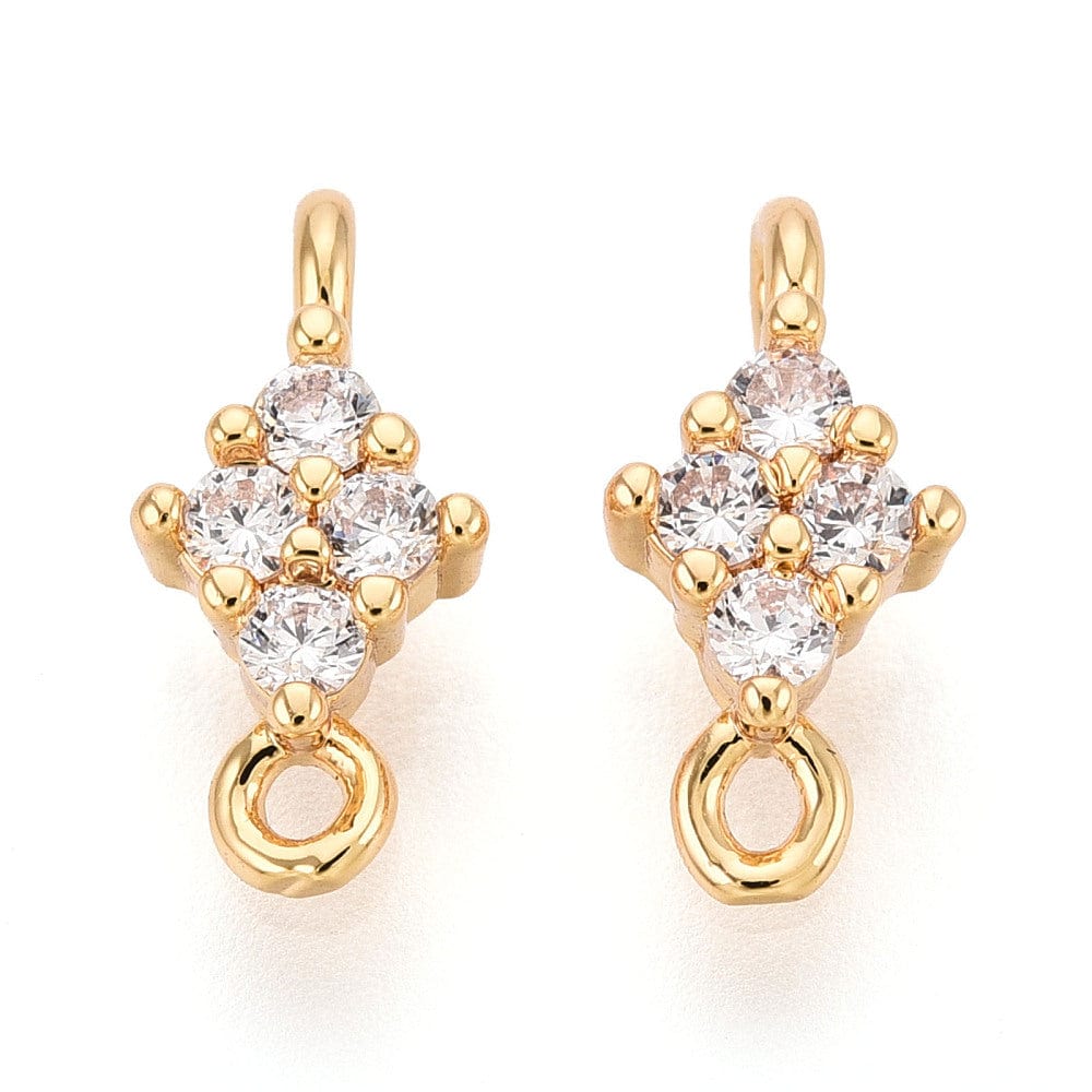 Mellemled Med Zirkonia Sten - 18K Langtidsholdbar Forgyldt (12x5,5mm) 2 stk - Uniq Perler - 115460