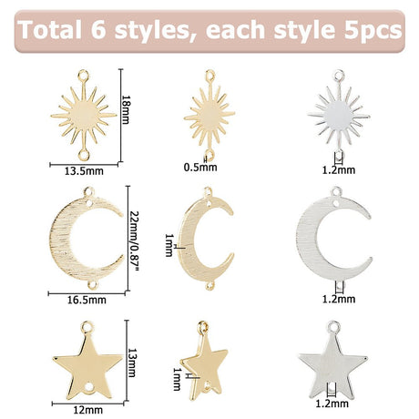 Mellemled Mix – Langtidsholdbar - Sol Måne Stjerne (30 stk) - Uniq Perler - 117681