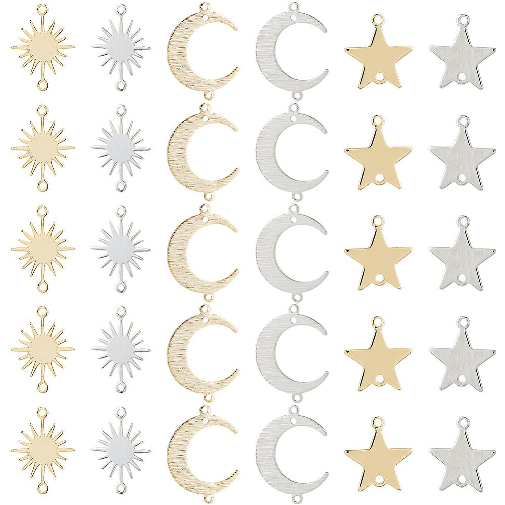 Mellemled Mix – Langtidsholdbar - Sol Måne Stjerne (30 stk) - Uniq Perler - 117681