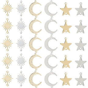 Mellemled Mix – Langtidsholdbar - Sol Måne Stjerne (30 stk) - Uniq Perler - 117681