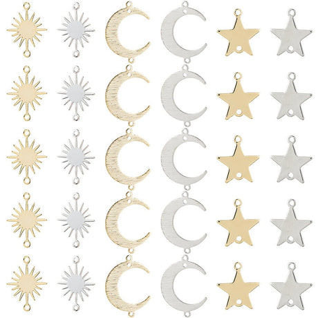 Mellemled Mix – Langtidsholdbar - Sol Måne Stjerne (30 stk) - Uniq Perler - 117681