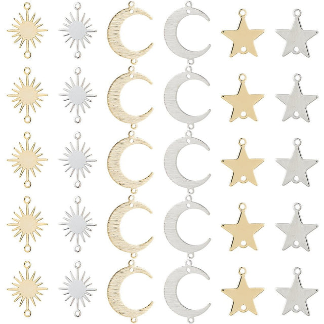 Mellemled Mix – Langtidsholdbar - Sol Måne Stjerne (30 stk) - Uniq Perler - 117681