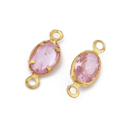 Mellemled Oval – Zirkonia Forgyldt (11.5mm, 10 stk) - Uniq Perler - 117656